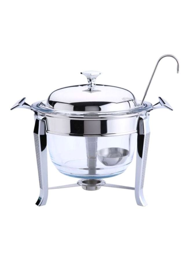 Glitter Stainless Steel Round Soup Warmer Silver 4Liters