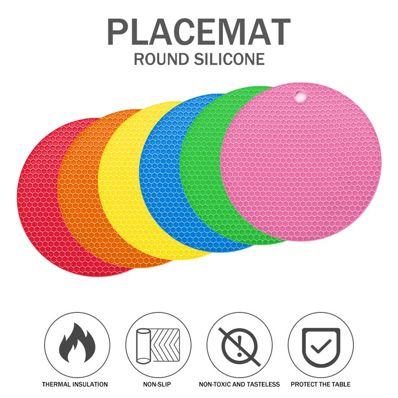 6-Piece Heat Resistant Non-Slip Mat Pads Multicolour 18cm