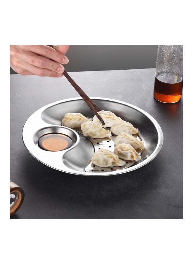 Multifunctional Stainless Steel Dumpling Plate Silver