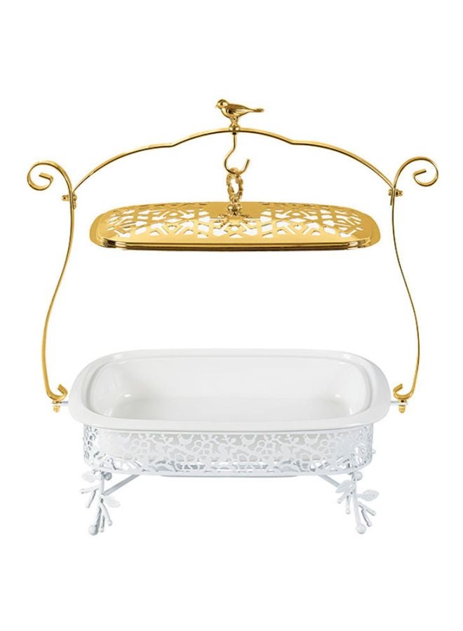 Rectangle Shaped Chafing Dish White/Gold 13inch