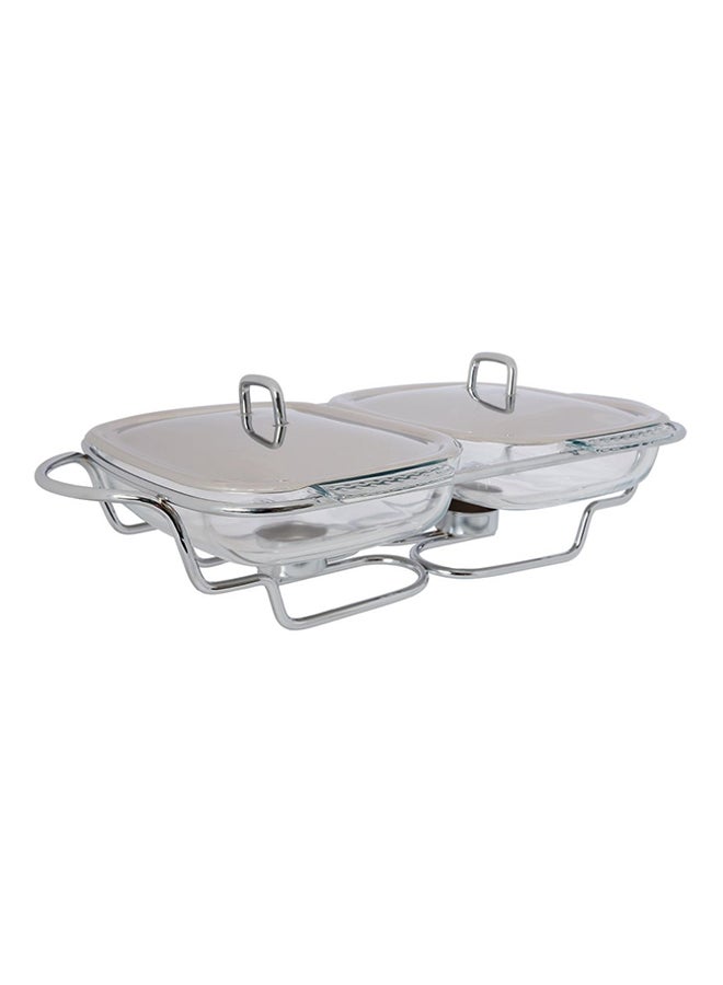 Food Warmer With Glass Plate Silver