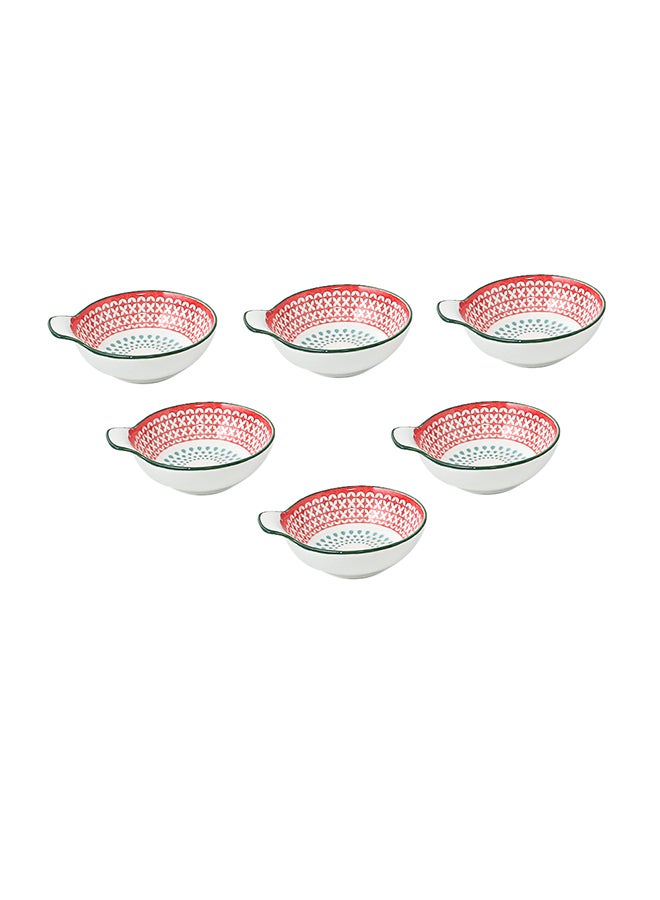 6-Piece Hand-Painted Saucer With Handle Red 11.2x9.5x4cm