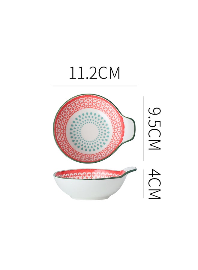 6-Piece Hand-Painted Saucer With Handle Red 11.2x9.5x4cm