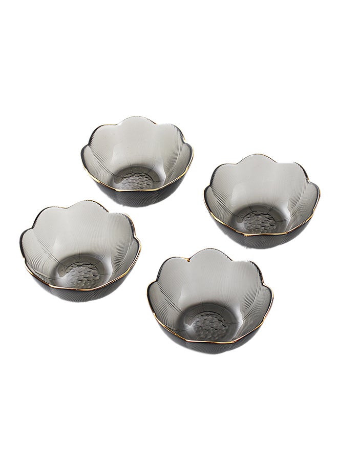 4-Piece Fluorescent Glass Daily Bowl Set Grey 13 x 5cm