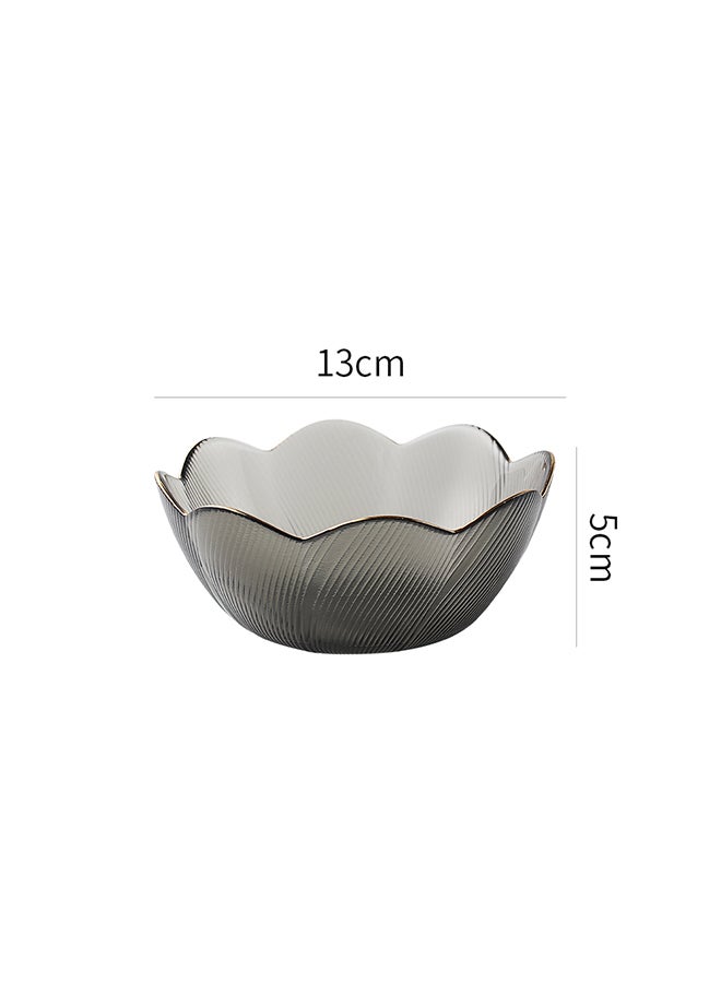 4-Piece Fluorescent Glass Daily Bowl Set Grey 13 x 5cm