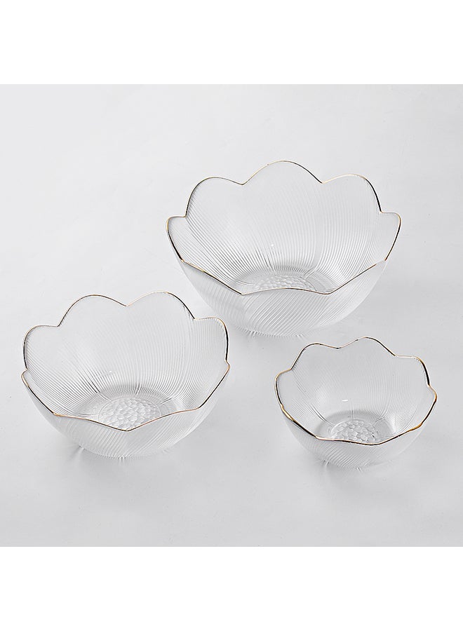 3-Piece Fluorescent Glass Bowl Set Clear