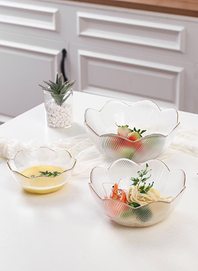 3-Piece Fluorescent Glass Bowl Set Clear