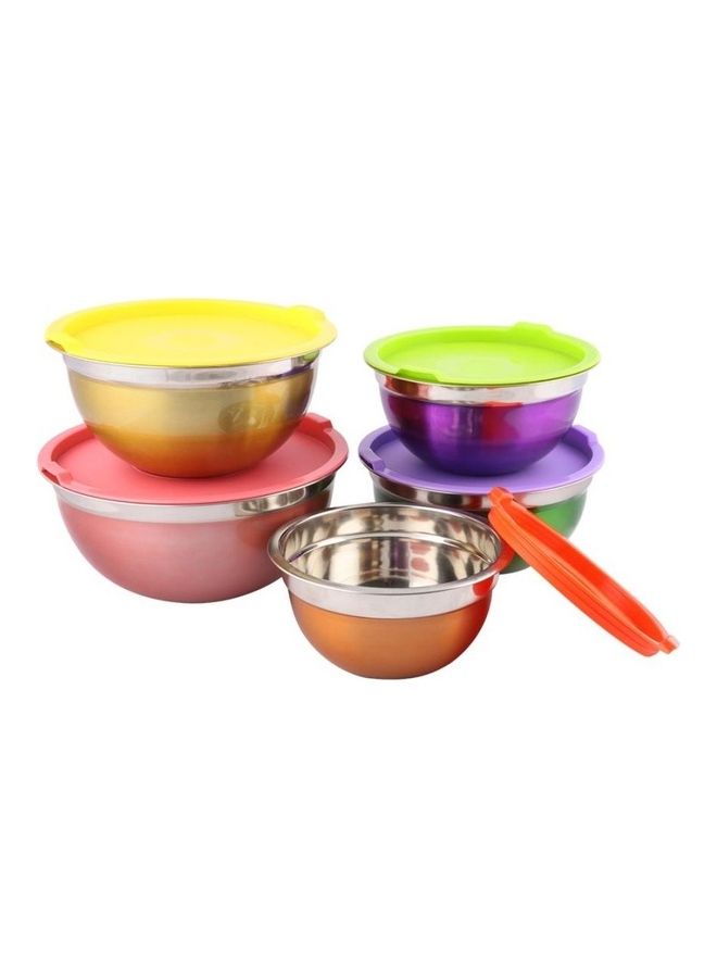 5-Piece Salad Bowl With Cover Multicolour 28cm