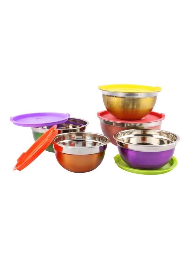 5-Piece Salad Bowl With Cover Multicolour 28cm