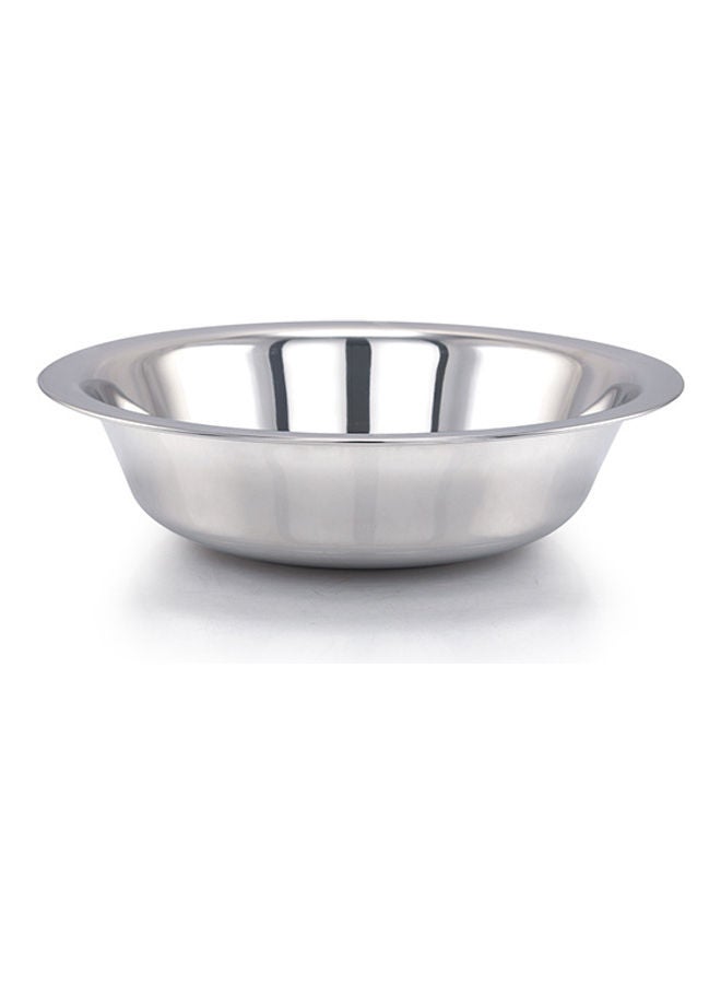 Round Stainless Steel Basin Multi-Purpose Utility Basin with Mirror-Finish Design| Break-Resistant Light-Weight Durable and Stylish Construction Silver 45cm