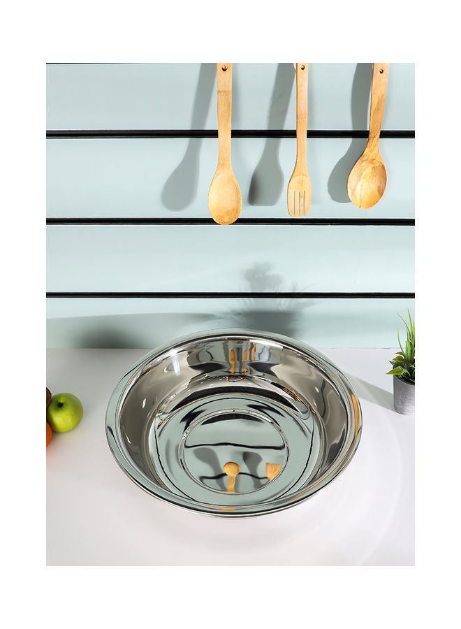 Round Stainless Steel Basin Multi-Purpose Utility Basin with Mirror-Finish Design| Break-Resistant Light-Weight Durable and Stylish Construction Silver 45cm