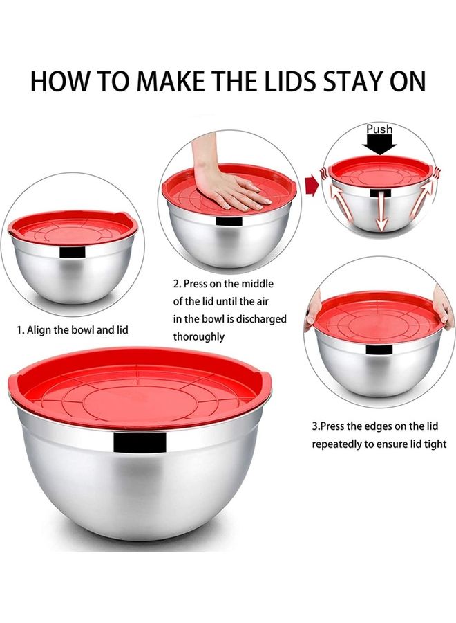5-Piece Salad Bowl With Cover Multicolour 28cm