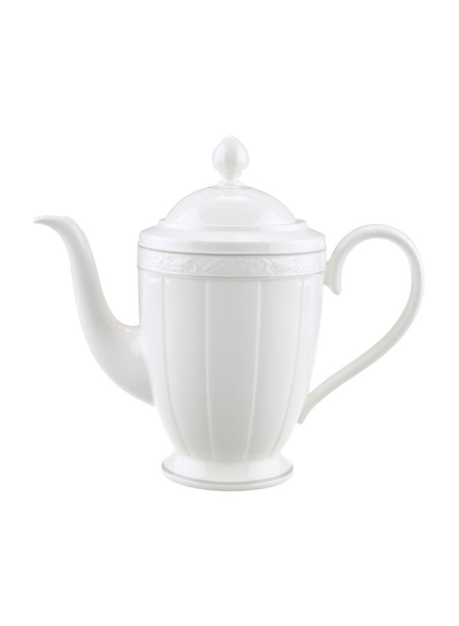 Grey Pearl Porcelain Coffeepot White