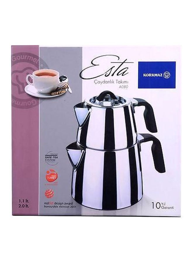 Esta Tea Pot Set Silver & Black 1.1 , 2.0Liters