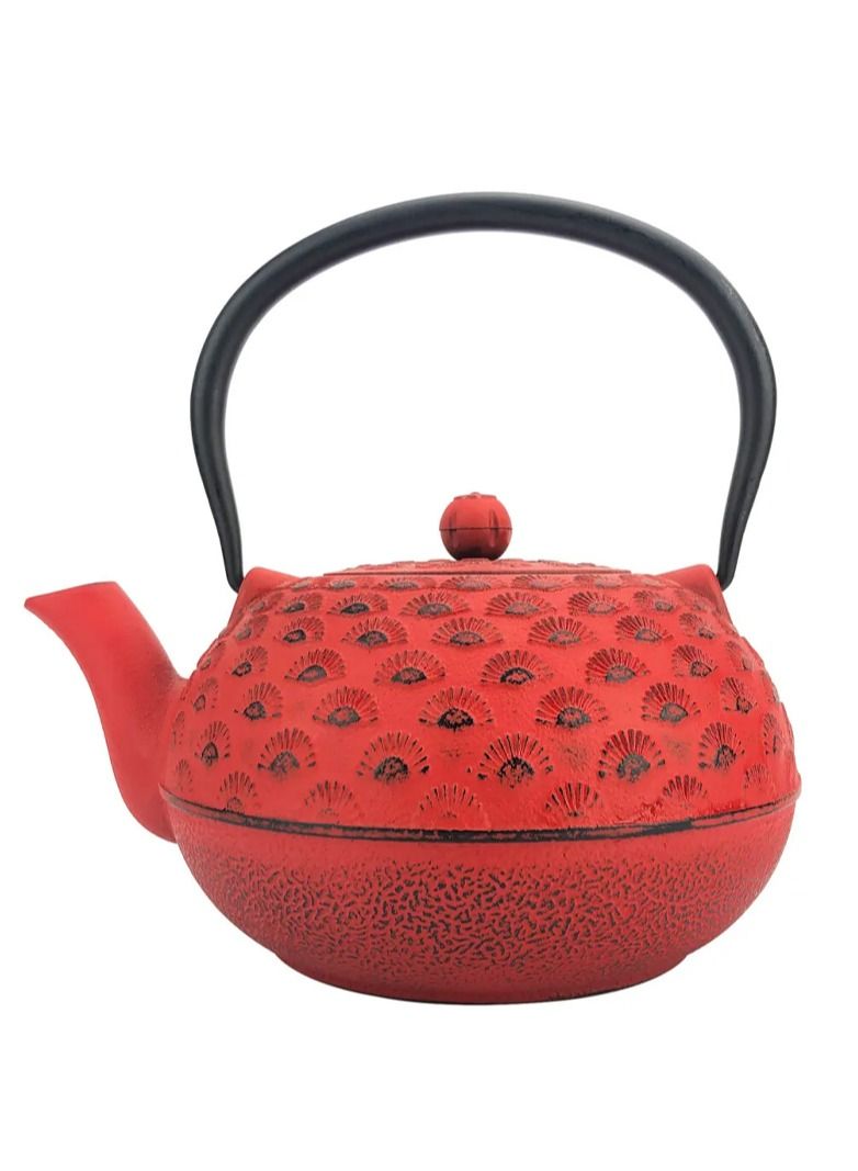 Durable Tetsubin Stainless Steel Infuser for Loose Leaf Tea Construction Enameled Interior 1.8 Liters Red