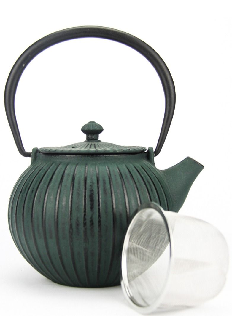 Elevate Your Tea Experience Dark Green 1.1L Cast Iron Teapot with Enamel Coating