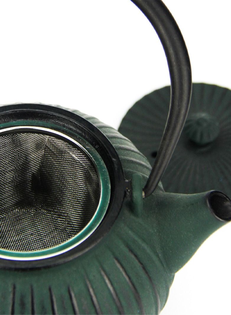Elevate Your Tea Experience Dark Green 1.1L Cast Iron Teapot with Enamel Coating