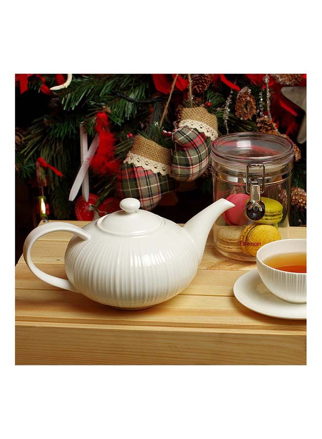 Teapot Porcelain Kettle,Elegance White Stylish Pot For Blooming and Loose Leaf Tea Maker, Dishwasher Safe, For Tea Lover 1000ml