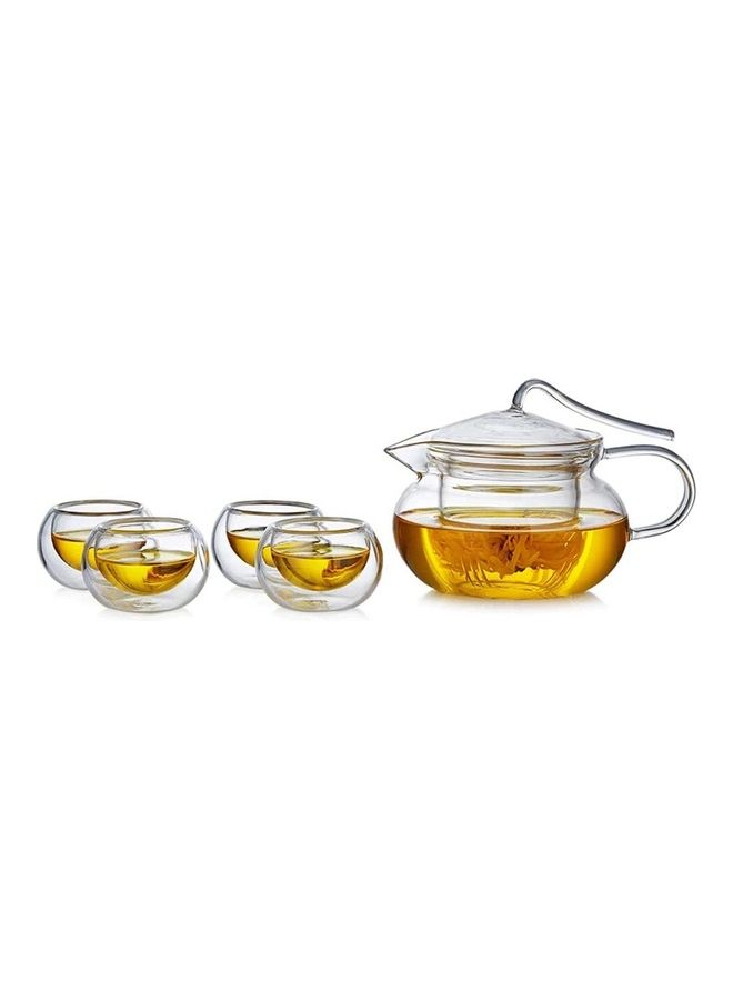 Heat Resistant Glass Teapot Set Clear 450ml