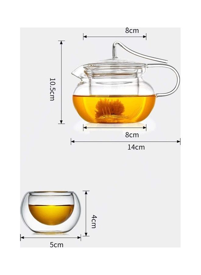 Heat Resistant Glass Teapot Set Clear 450ml