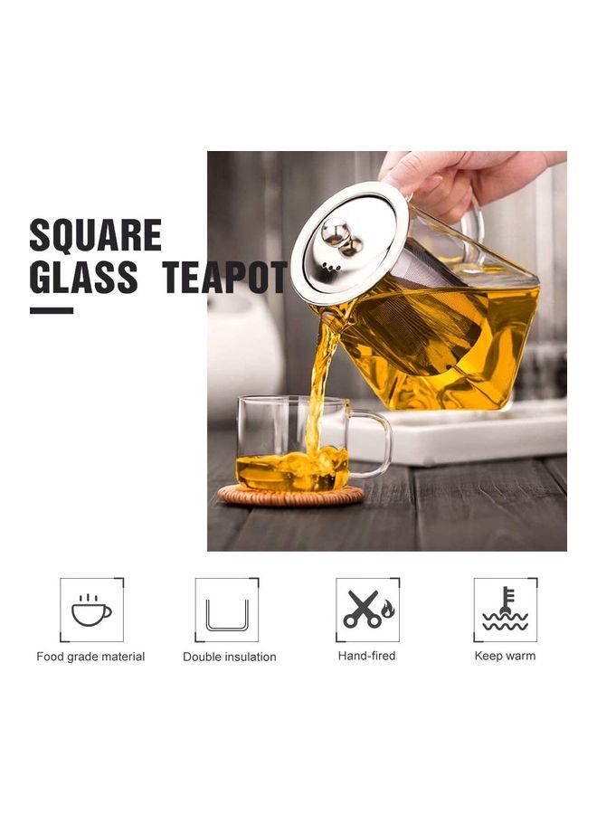 Heat Resistant Glass Tea Set Clear 800ml
