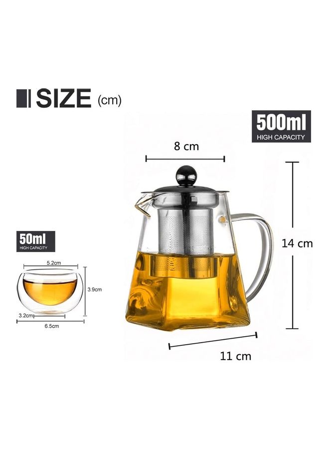 Heat Resistant Glass Tea Set Clear 800ml