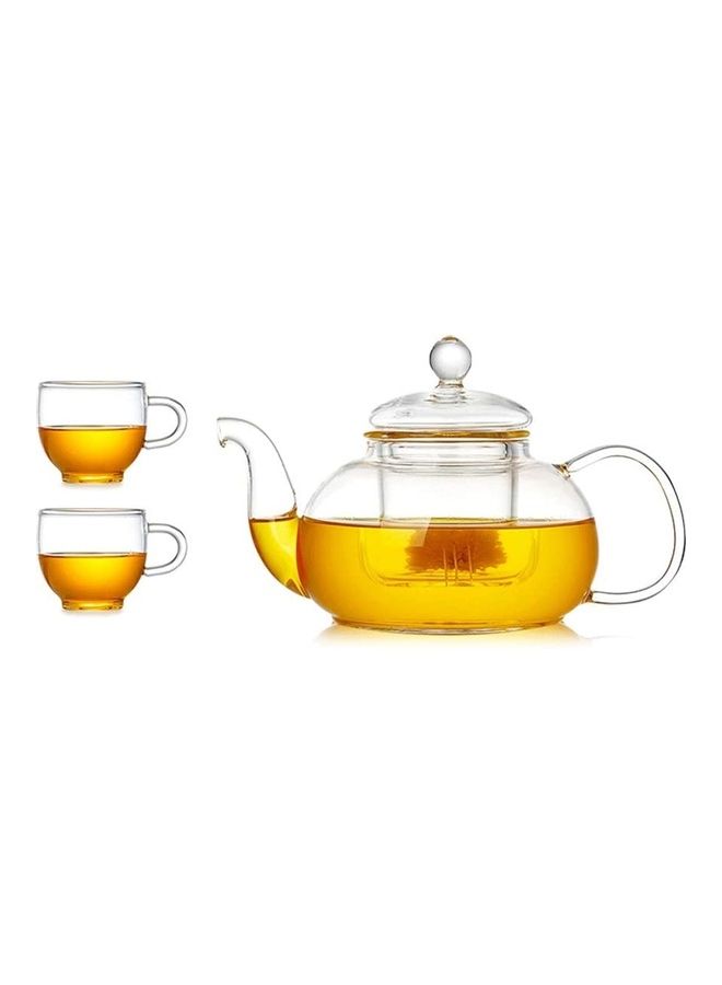 Heat Resistant Glass Teapot Set Clear 600ml