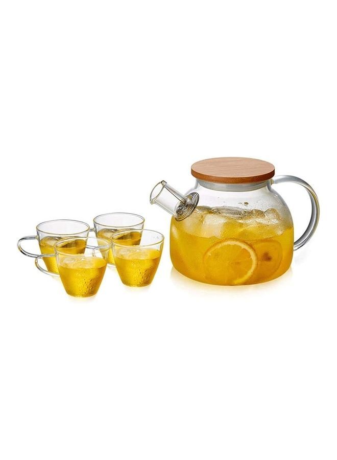 Heat Resistant Glass Teapot Set Clear 1000ml