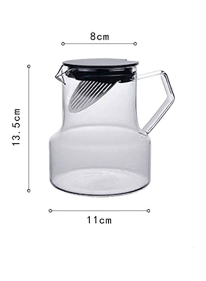 Fashion Simple Lightweight Teapot Clear/Black 13.5x11x8cm