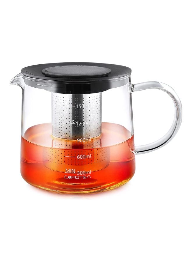 Glass Infuser Teapot With Lid Clear/Silver 1500ml