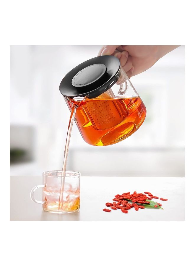 Glass Infuser Teapot With Lid Clear/Silver 1500ml