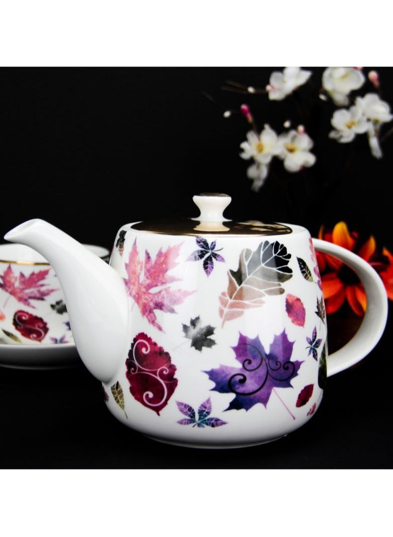 Heat Resistant Smooth Surface Maple Porcelain  Teapot