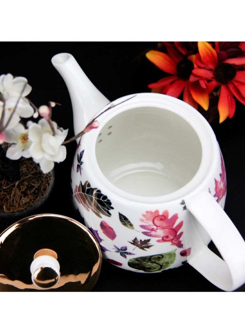 Heat Resistant Smooth Surface Maple Porcelain  Teapot