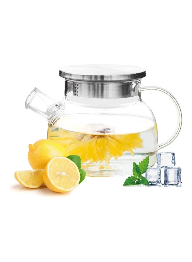 Borosilicate Glass Teapot Clear/Silver 600ml