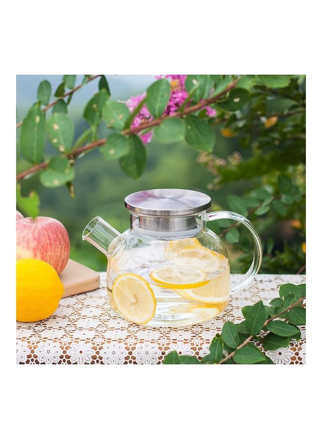 Borosilicate Glass Teapot Clear/Silver 600ml