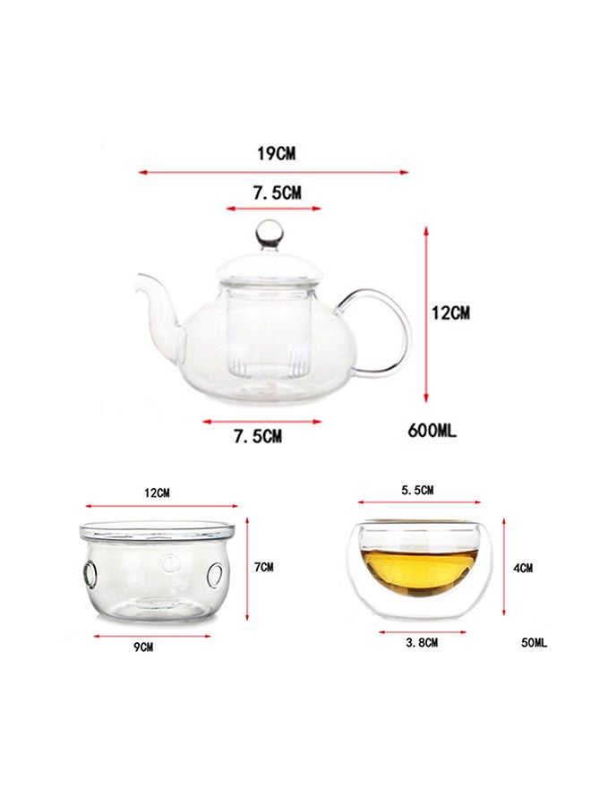Heat Resistant Glass Tea Set Clear 800ml