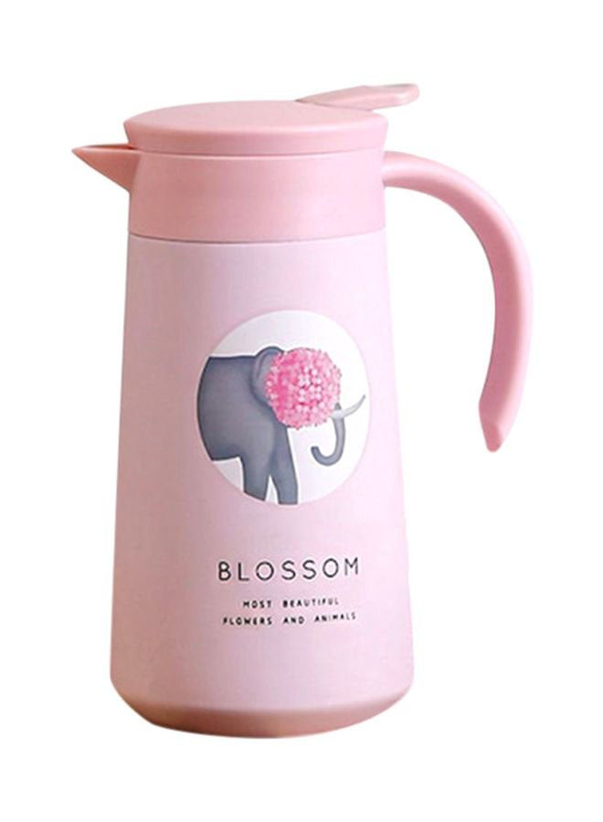 Creative Cartoon Print Portable Teapot Pink/Grey 600ml