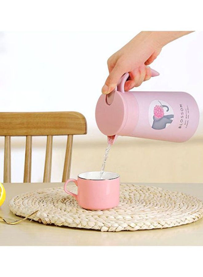 Creative Cartoon Print Portable Teapot Pink/Grey 600ml