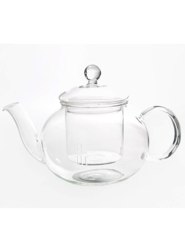 Dishwasher Safe Heat Resistant Glass Teapot with Removable Glass Infuser for Loose Tea and Tea Maker (0.6 L)