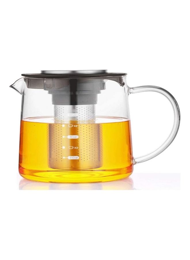 Heat-Resistant Glass Teapot With Filter Clear/Black 203x138x135cm