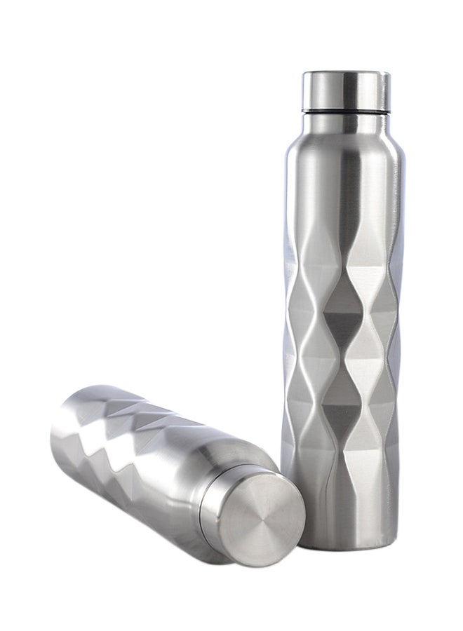 2-Piece Single-Wall Water Bottle Set Silver