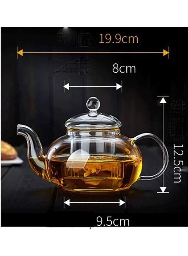 Heat Resistant Glass Teapot Set Clear 800ml
