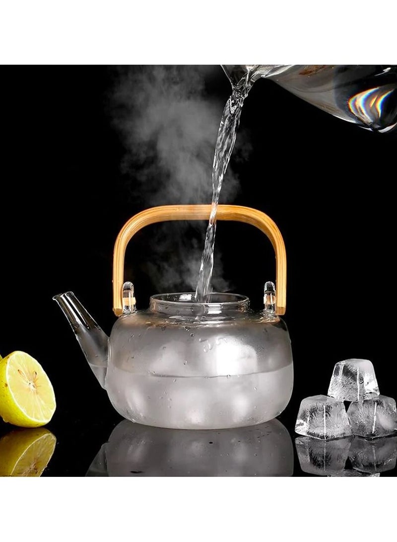 Borosilicate Glass Teapot With Glass Infuser For Loose Leaf Tea, Blooming Tea, Flower Tea With Bamboo Handle, 1000 ML…