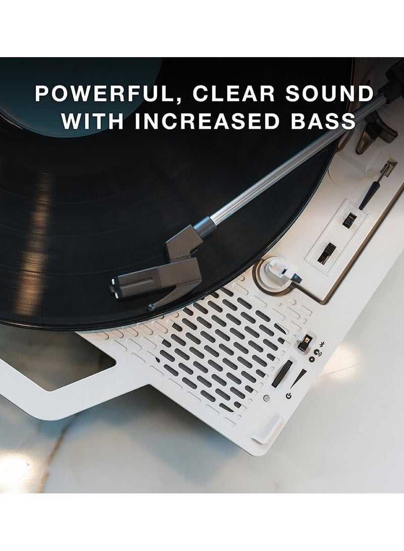 Victrola Re-Spin Sustainable Suitcase Record Player with Built in Bluetooth Speakers 3 Speed Belt Driven Turntable Built-in Bass Radiator 3.5mm Headphone Jack Light Blue