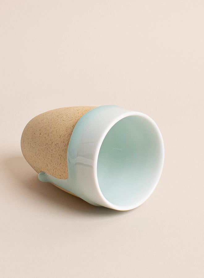 Ceramic Coffee Cup With Glazed Detail Blue/Beige