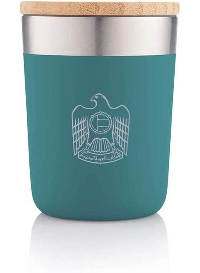 Rovatti UAE Logo Printed POLA Laren Stainless Steel Insulated Aqua Mug 300 ml (Aqua Green)| Coffee Mug | UAE Logo Mug | Steel Mug