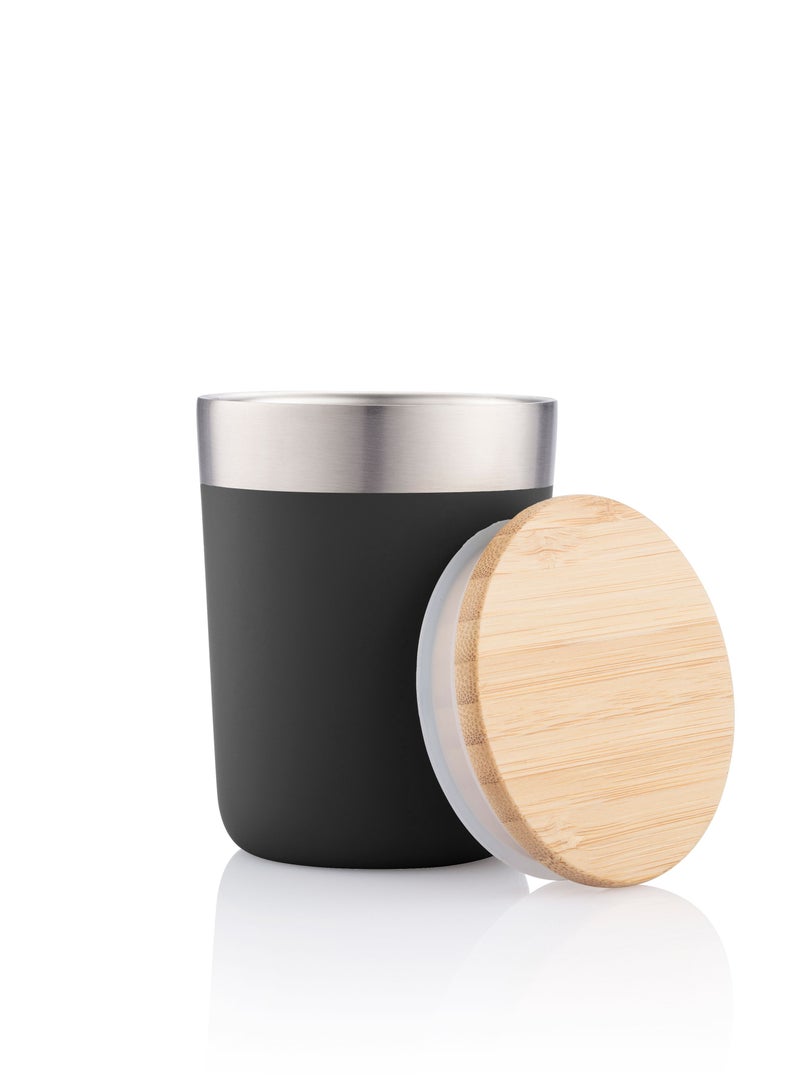Insulated Stainless Steel Coffee Mug with Bamboo Lid