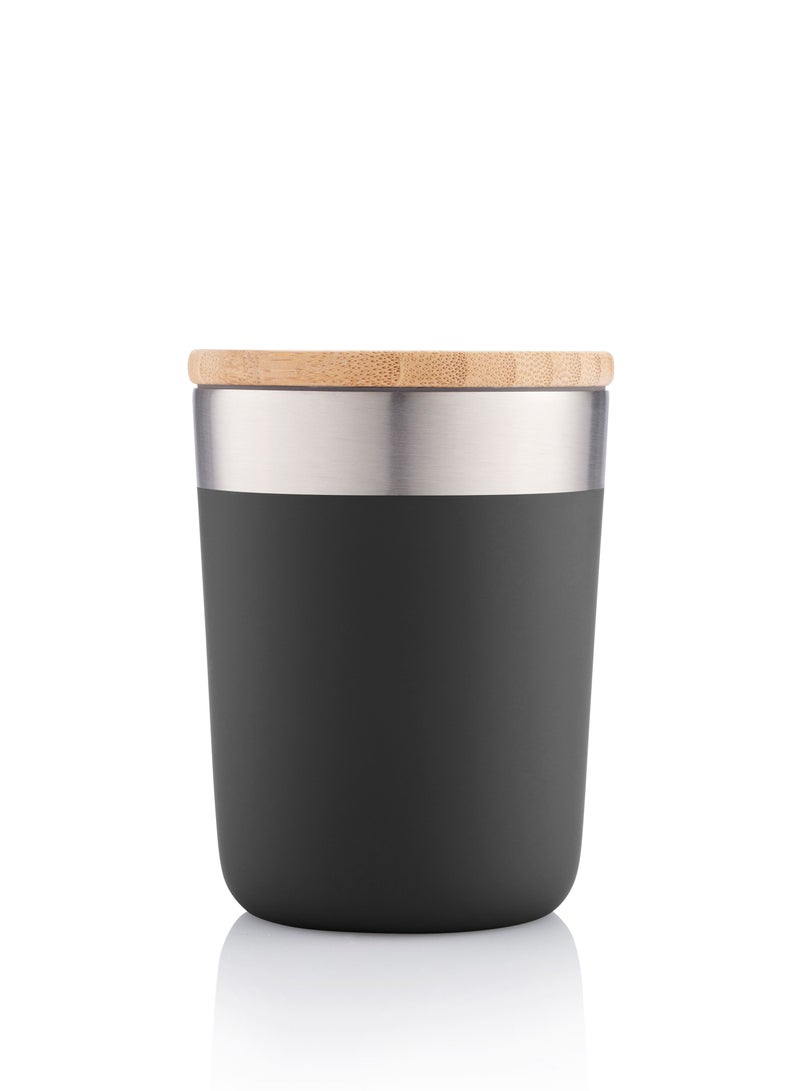Insulated Stainless Steel Coffee Mug with Bamboo Lid