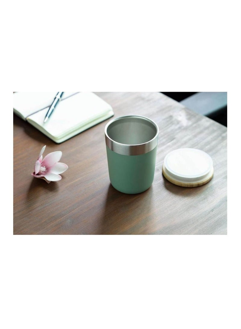 Insulated Stainless Steel Coffee Mug with Bamboo Lid
