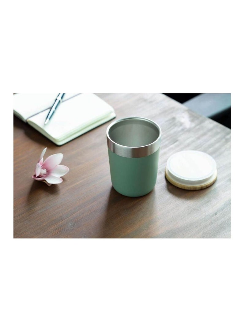 Insulated Stainless Steel Coffee Mug with Bamboo Lid